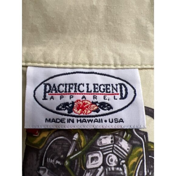 Pacific Legend Vintage Hawaiian Aloha Button Up Shirt XL Pocket Motorcycles USA - Picture 7 of 8